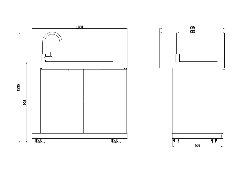 Rockpool Black 6B + 23” Kamado Smoker : Designer Outdoor Kitchen BBQ Package Inc Wok Burner, Fridge, Sink, Rotisserie & BBQ Covers