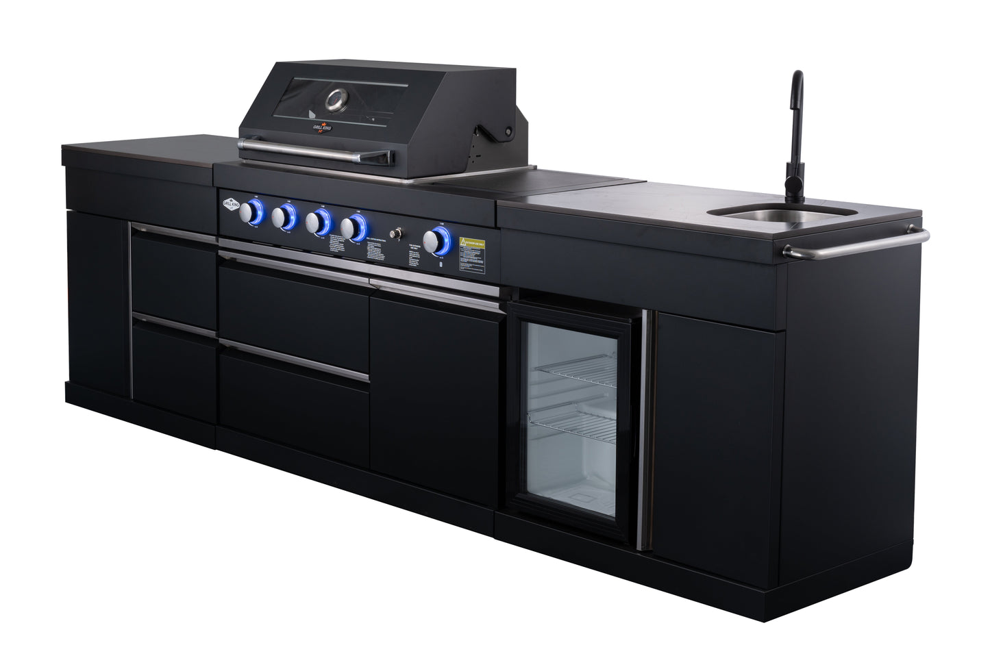 Felix 4B + Wok Designer BBQ Kitchen 2.8M: Fridge, Faucet, Sink, Side Wok, Storage Cupboard, Stone Benchtops