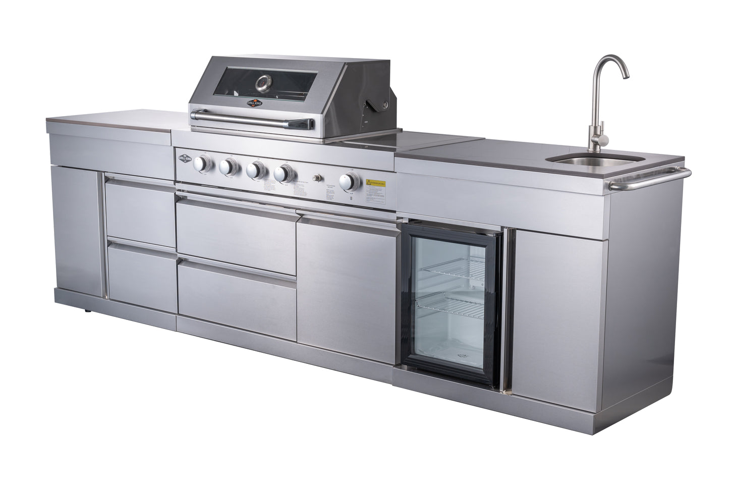 Felix 4B + Wok Designer BBQ Kitchen 2.8M: Fridge, Faucet, Sink, Side Wok, Storage Cupboard, Stone Benchtops