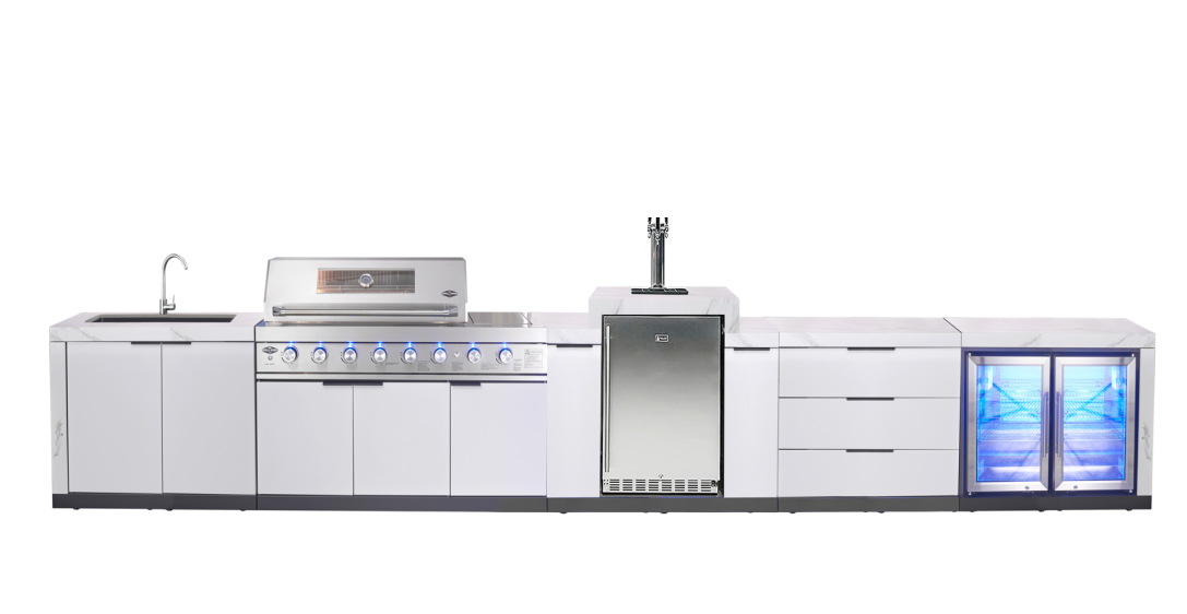 KEGERATOR/BEER DISPENSER MACHINE + STORAGE MODULE SUITABLE FOR ROCKPOOL WHITE BBQ KITCHEN SERIES