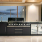 Rockpool Black XL 6B + Wok : Designer Outdoor Kitchen BBQ Package With Fridge, Sink, Rotisserie & BBQ Covers.