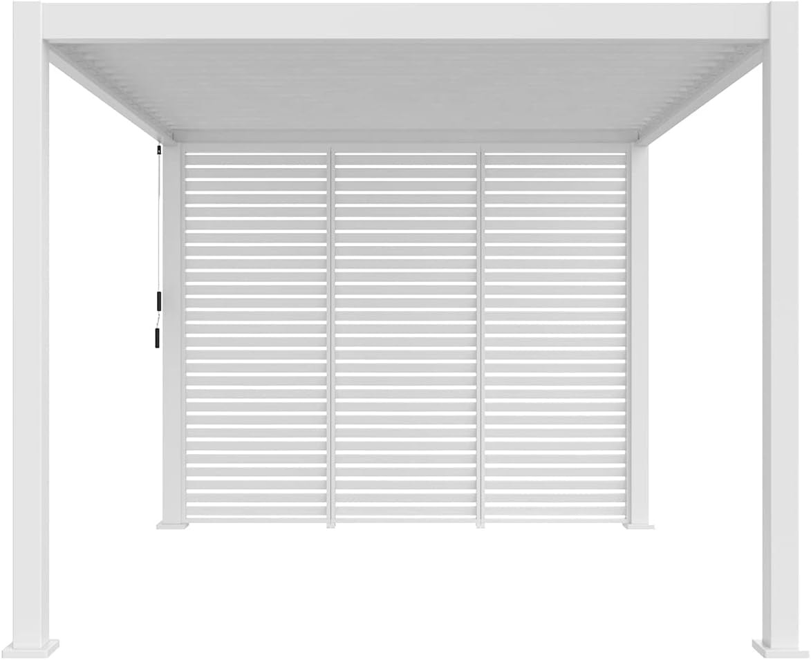 Aluminum Louvered Wall, Side Shade Privacy Screen Panel Suitable for GazeboMate Pergola Gazebo only. Pergola NOT Included. (White)