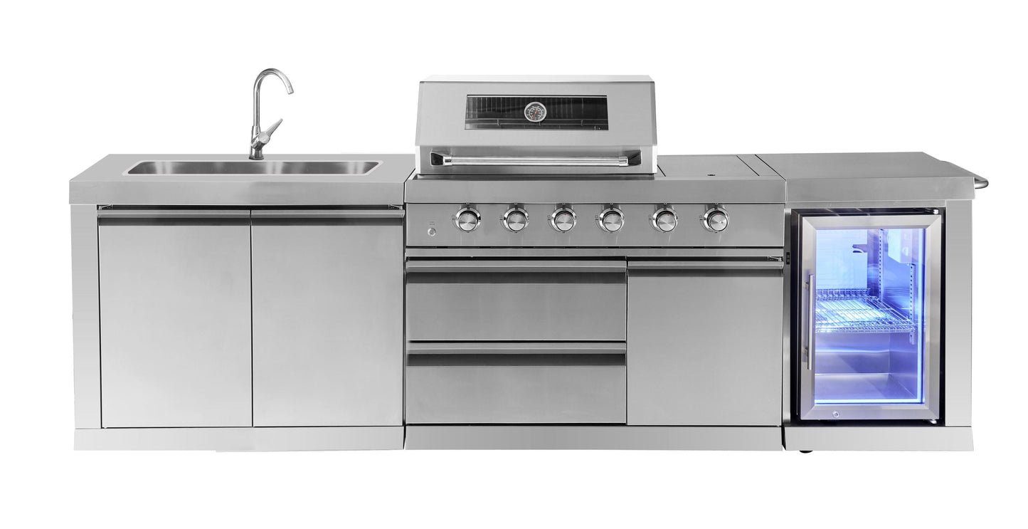 4B + Wok 304 Stainless BBQ Kitchen: 304 Steel, 1DR Fridge & 2DR Sink – Click & Collect in VIC, NSW, QLD