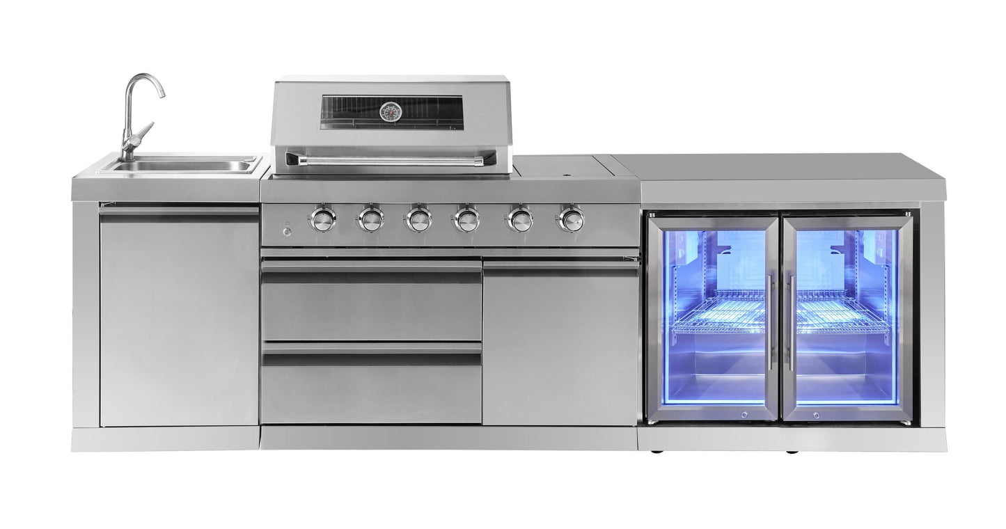 4B + Wok 304 Stainless BBQ Kitchen: 304 Steel, 1DR Fridge & 2DR Sink – Click & Collect in VIC, NSW, QLD