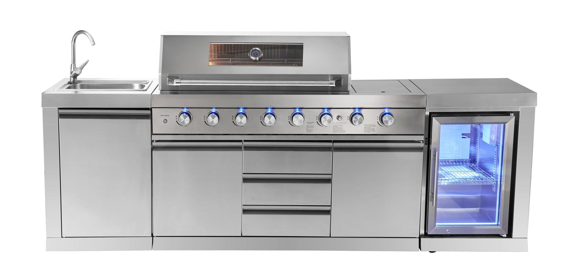 4B + Wok 304 Stainless BBQ Kitchen: 304 Steel, 1DR Fridge & 2DR Sink – Click & Collect in VIC, NSW, QLD