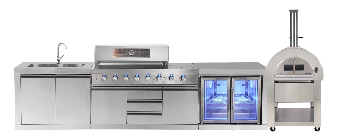 4B + Wok 304 Stainless BBQ Kitchen: 304 Steel, 1DR Fridge & 2DR Sink – Click & Collect in VIC, NSW, QLD