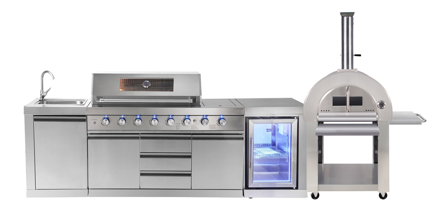 4B + Wok 304 Stainless BBQ Kitchen: 304 Steel, 1DR Fridge & 2DR Sink – Click & Collect in VIC, NSW, QLD