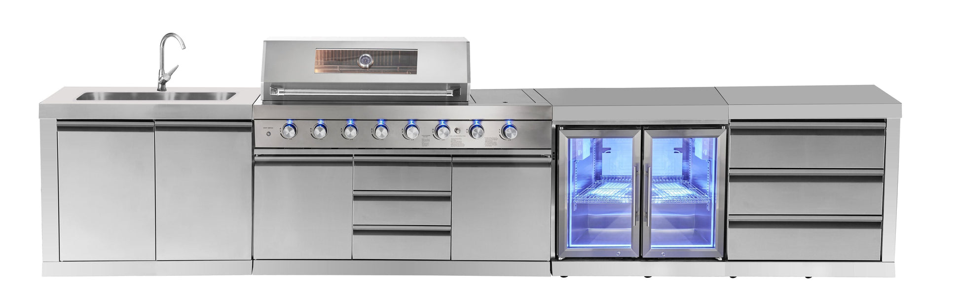 4B + Wok 304 Stainless BBQ Kitchen: 304 Steel, 1DR Fridge & 2DR Sink – Click & Collect in VIC, NSW, QLD