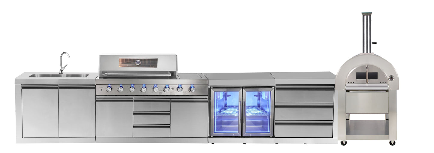 4B + Wok 304 Stainless BBQ Kitchen: 304 Steel, 1DR Fridge & 2DR Sink – Click & Collect in VIC, NSW, QLD