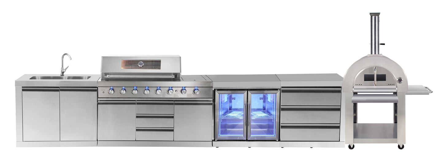 4B + Wok 304 Stainless BBQ Kitchen: 304 Steel, 1DR Fridge & 2DR Sink – Click & Collect in VIC, NSW, QLD