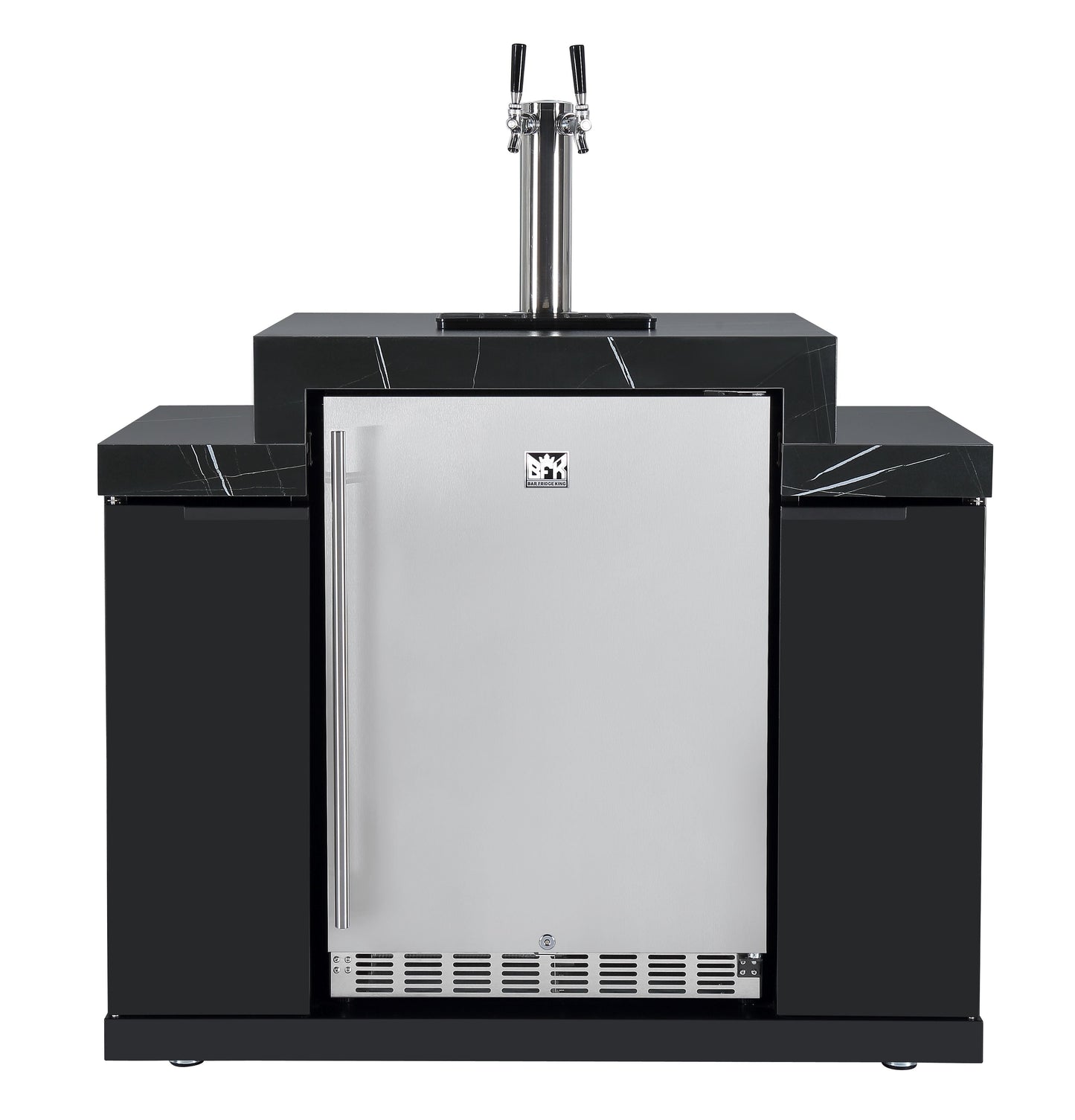 Rockpool Black 6B + 118L Kegerator : Designer Outdoor Kitchen BBQ Package Inc Wok Burner, Fridge, Sink, Rotisserie & BBQ Covers.