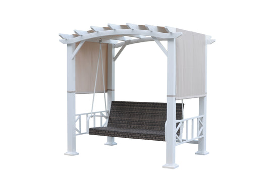 GazeboMate White Galvanized Steel Daybed Pergola Swing 2.25x1.67xH2m