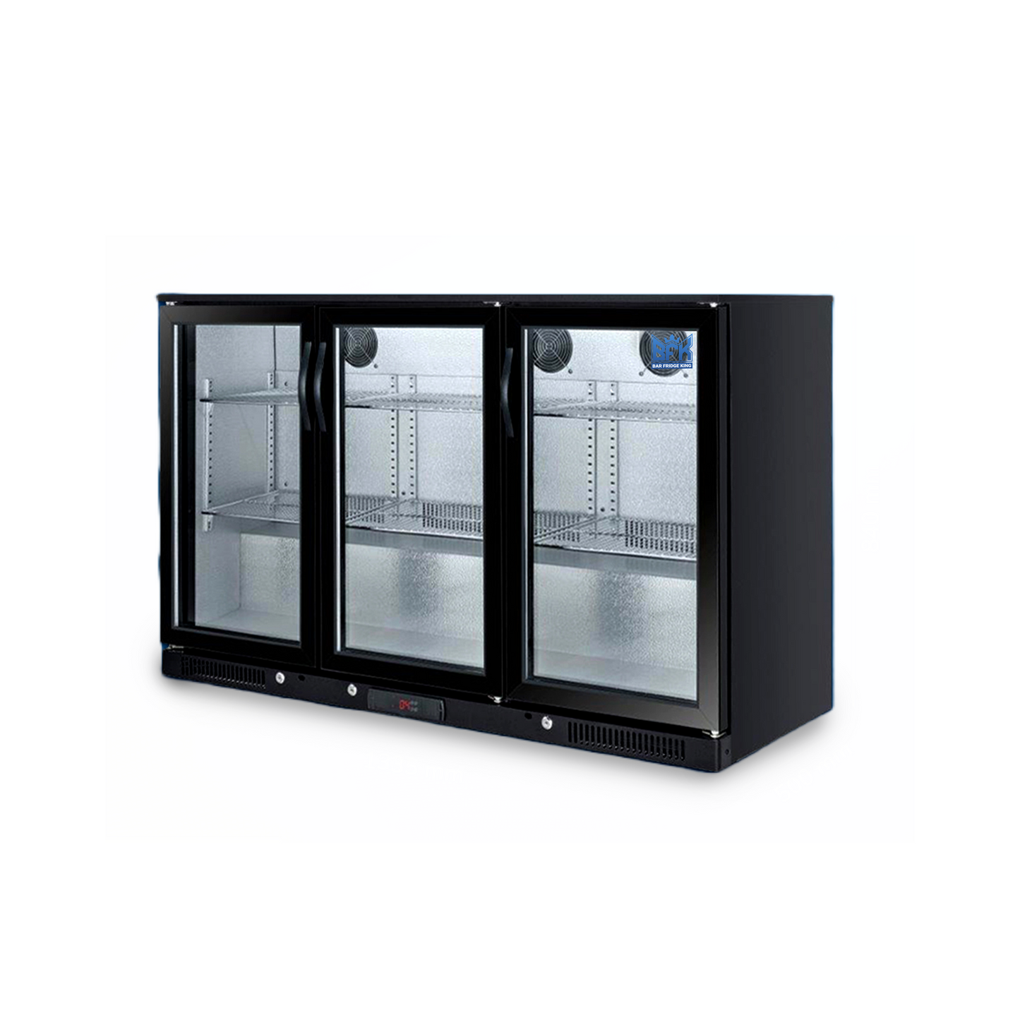 318L 3-Door Commercial Wine Bar Fridge Chiller Can Cooler Mini Freezer in Black