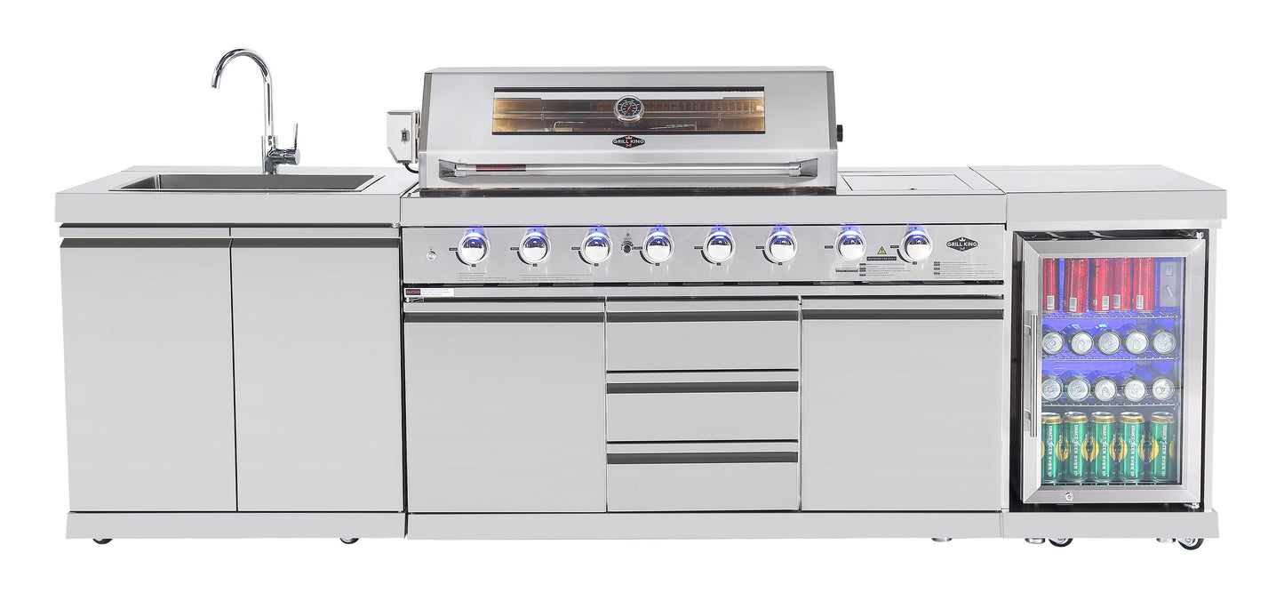 Hurricane 6-Burner Outdoor Kitchen: Stainless Steel, Fridge, Sink, Wok & Rear Infrared Burner Click & Collect NSW, QLD, VIC