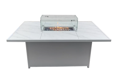test rey 1 ARI Outdoor Designer Rectangular Gas Fire Pit Table in 304 SS, White Aluminium Powder Coated | Pre Order