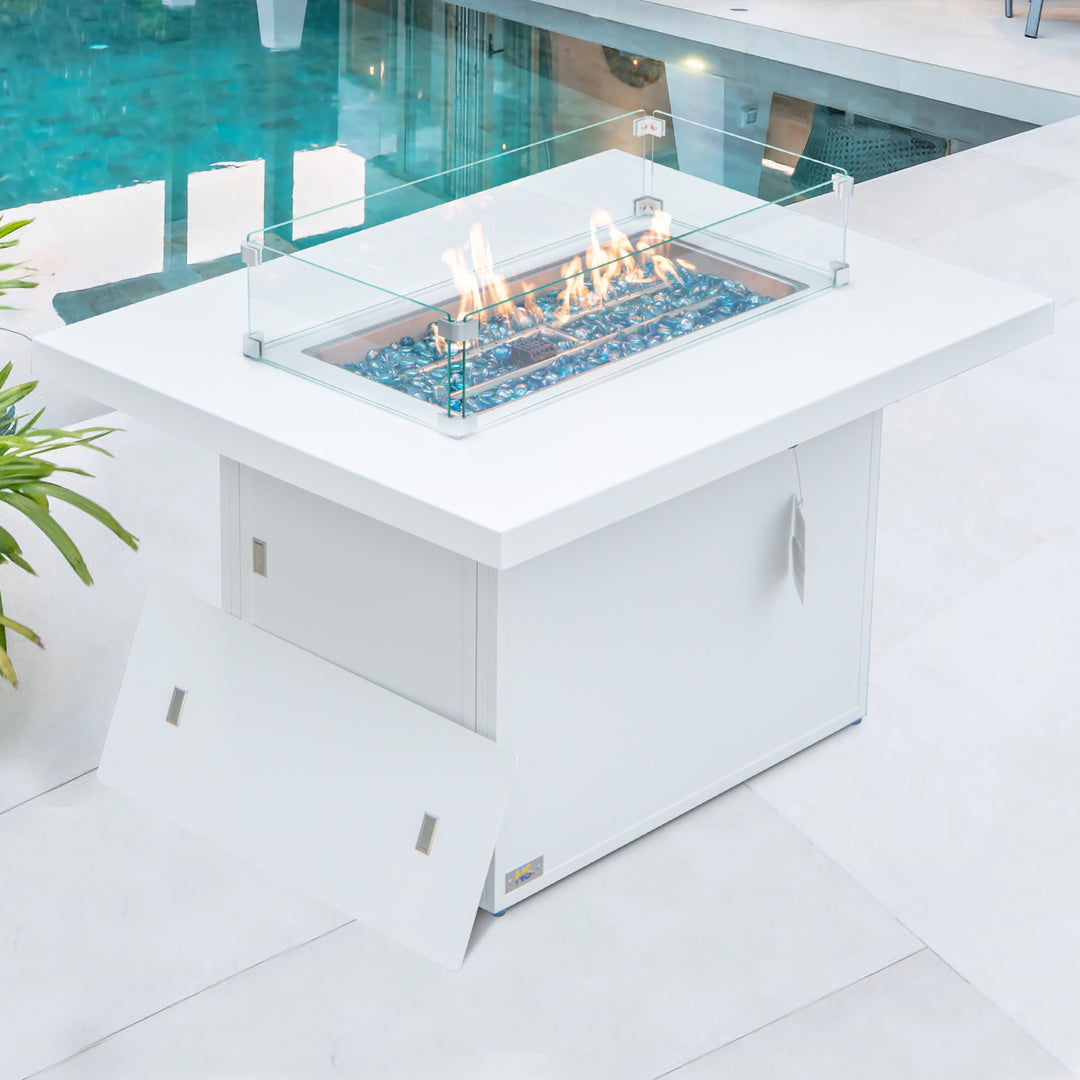 ARI Outdoor Designer Square Gas Fire Pit Table 304 SS, White Aluminium Powder Coated | Pre Order