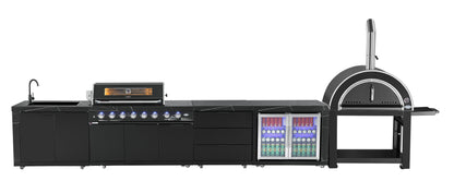 test rey 1 Rockpool Black XL 6B + Wok : Designer Outdoor Kitchen BBQ Package With Fridge, Sink, Rotisserie & BBQ Covers.