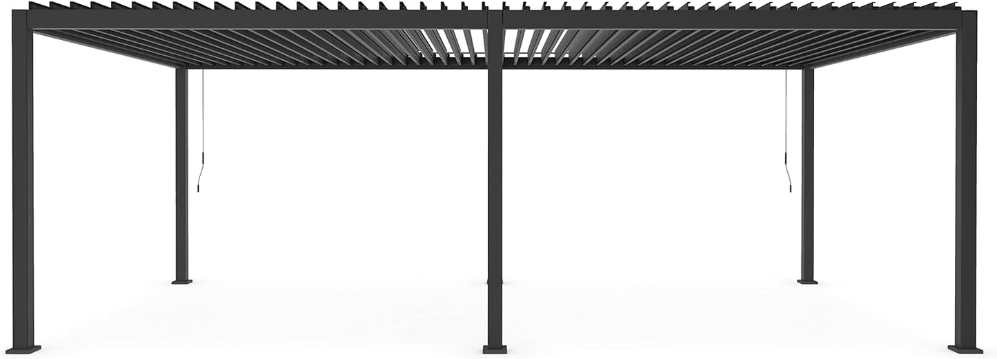 GazeboMate Aluminum Louvre Gazebo Pergola 3.6M x 7.2M Black/White Click & Collect