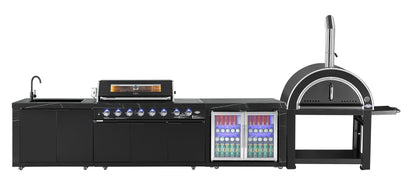 test rey 1 Rockpool Black XL 6B + Wok : Designer Outdoor Kitchen BBQ Package With Fridge, Sink, Rotisserie & BBQ Covers.