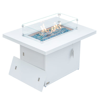 test rey 1 ARI Outdoor Designer Square Gas Fire Pit Table 304 SS, White Aluminium Powder Coated | Pre Order