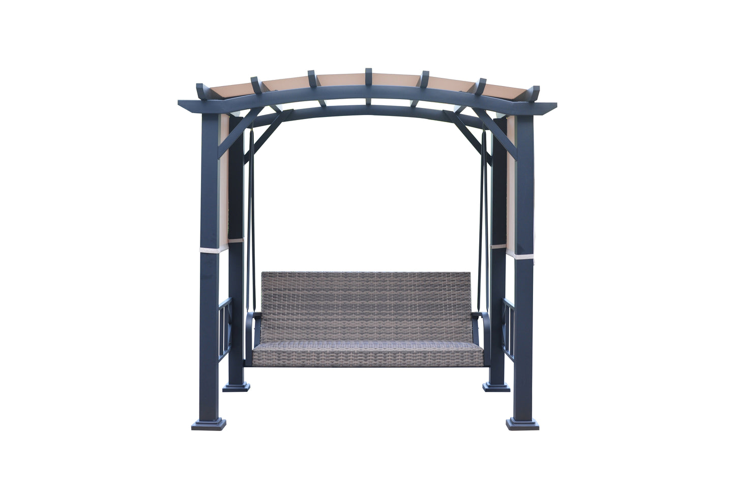 GazeboMate Black Galvanized Steel Daybed Pergola Swing 2.25x1.67xH2m