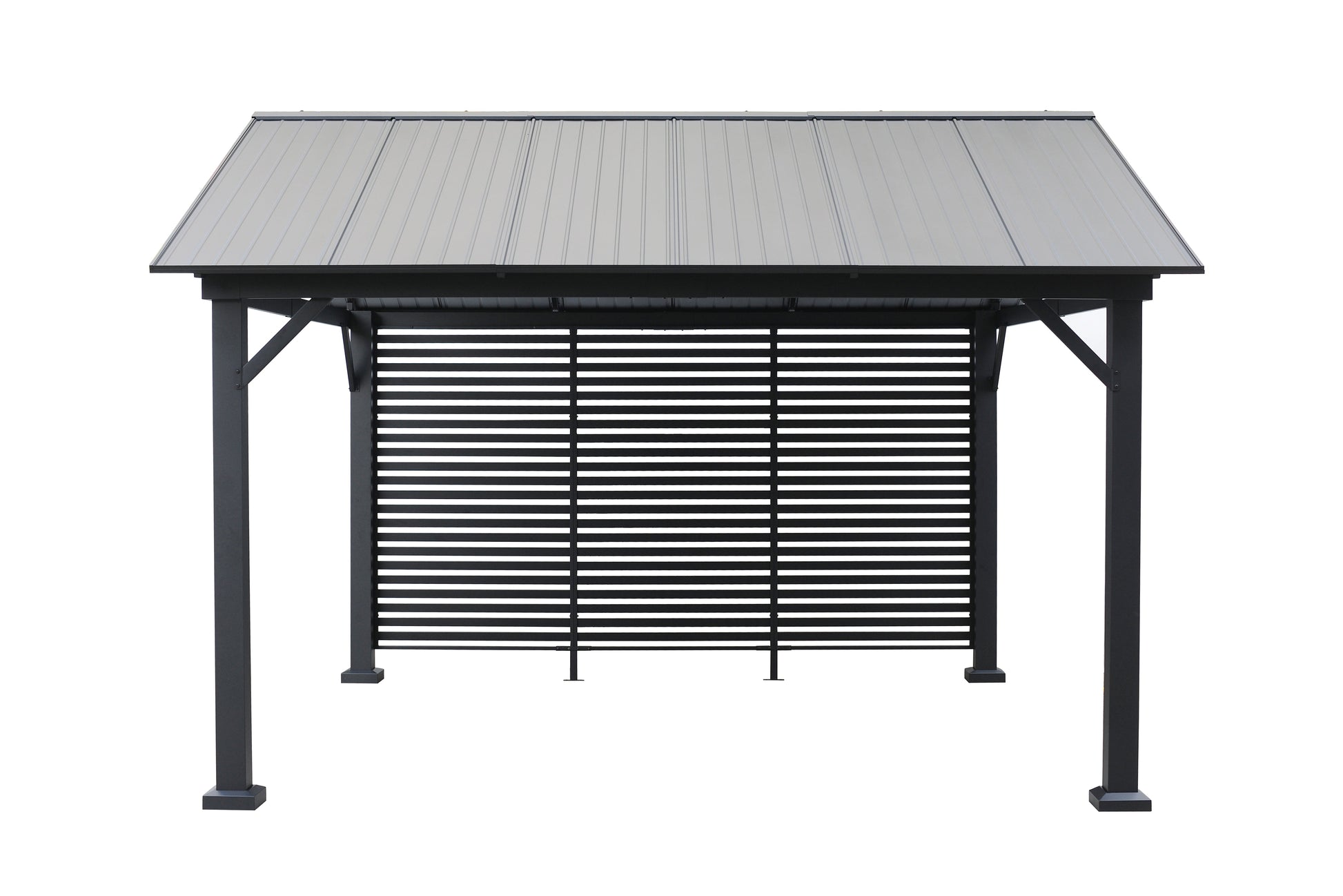 ALUMINA 3.65x3.65m Patio Pergola Galvanized steel post, Wall-Mounted Aluminium, inlet & roof