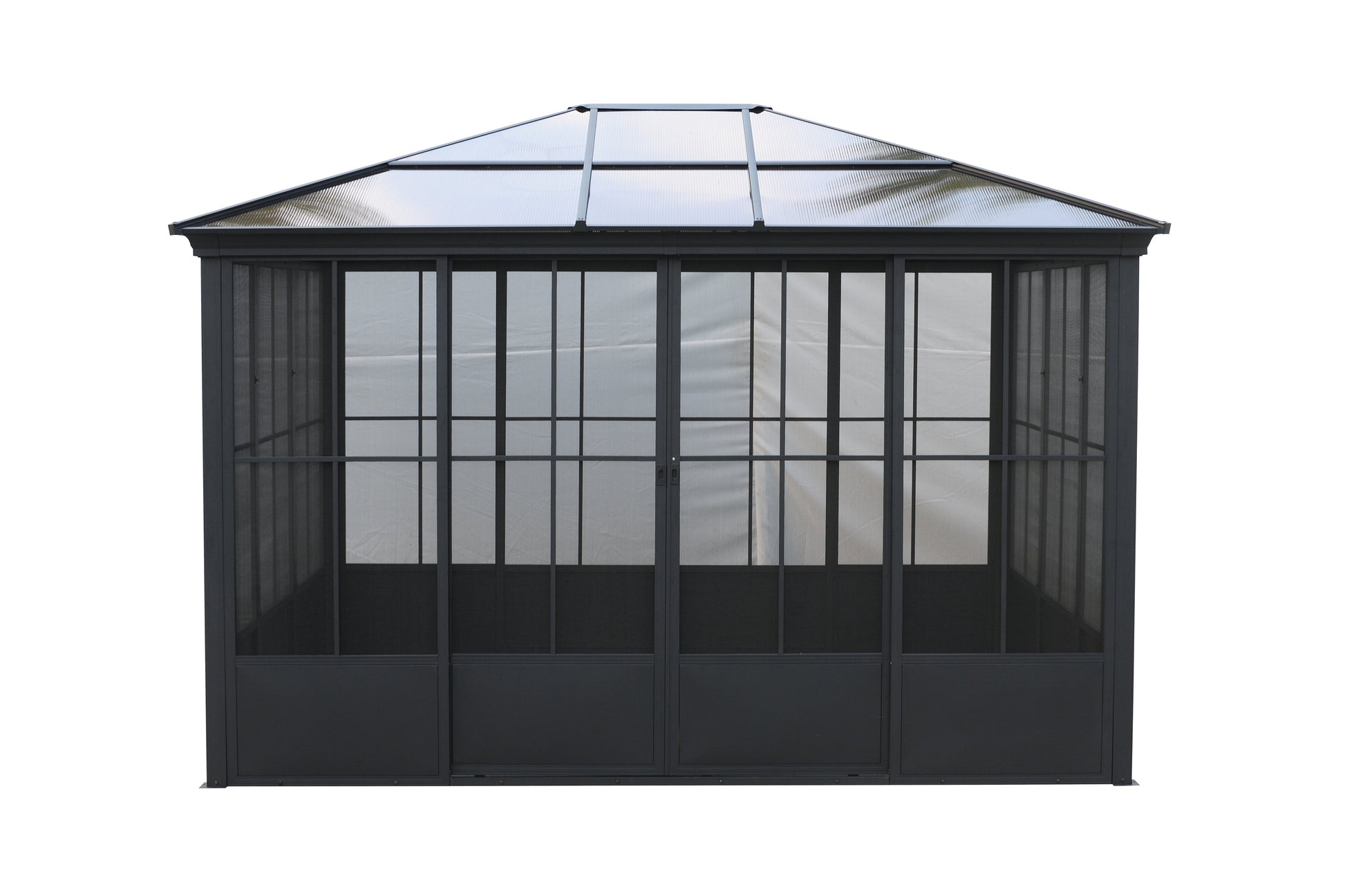 Elite Aluminium Black PC Garden Sunroom House 3x3.65m  With window screen Polycarbonate Board roof