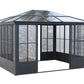 Elite Aluminium Black PC Garden Sunroom House 3x3.65m  With window screen Polycarbonate Board roof