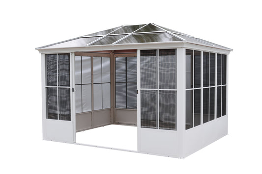 Elite Aluminium WHITE Garden Sunroom House 3x3.65m With window screen Polycarbonate Board roof