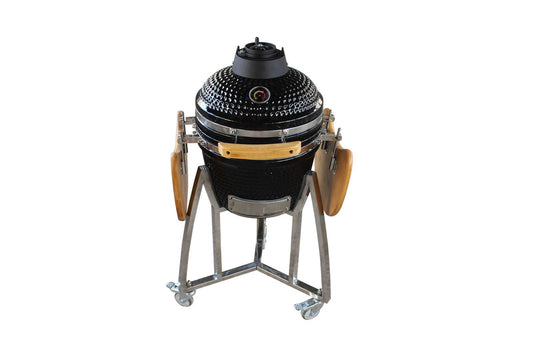 Grill King 16” Kamado Ceramic Charcoal Grill With Trolley & Side Tables