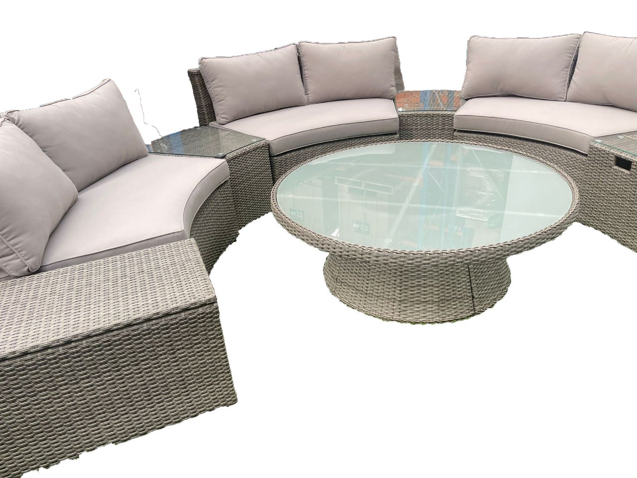 KABUL HALF MOON SOFA SET Aluminium Outdoor Lounge Setting — Black or White