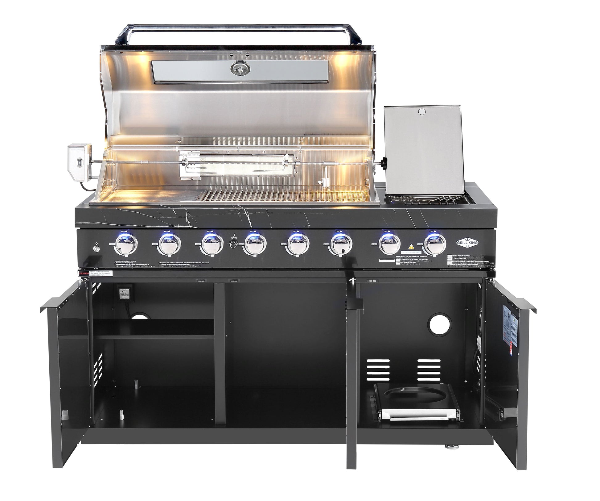 Rockpool Black 6B + 118L Kegerator : Designer Outdoor Kitchen BBQ Package Inc Wok Burner, Fridge, Sink, Rotisserie & BBQ Covers.