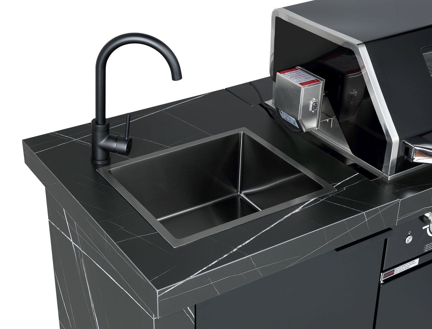 Rockpool Black XL 6B + Wok : Designer Outdoor Kitchen BBQ Package With Fridge, Sink, Rotisserie & BBQ Covers.