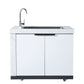 Rockpool 6B + Wok: White Designer 6 Burner Outdoor BBQ Kitchen Package: Inc White Bench, White Doors, Fridge & Sink