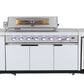 Rockpool 6B + Wok: White Designer 6 Burner Outdoor BBQ Kitchen Package: Inc White Bench, White Doors, Fridge & Sink