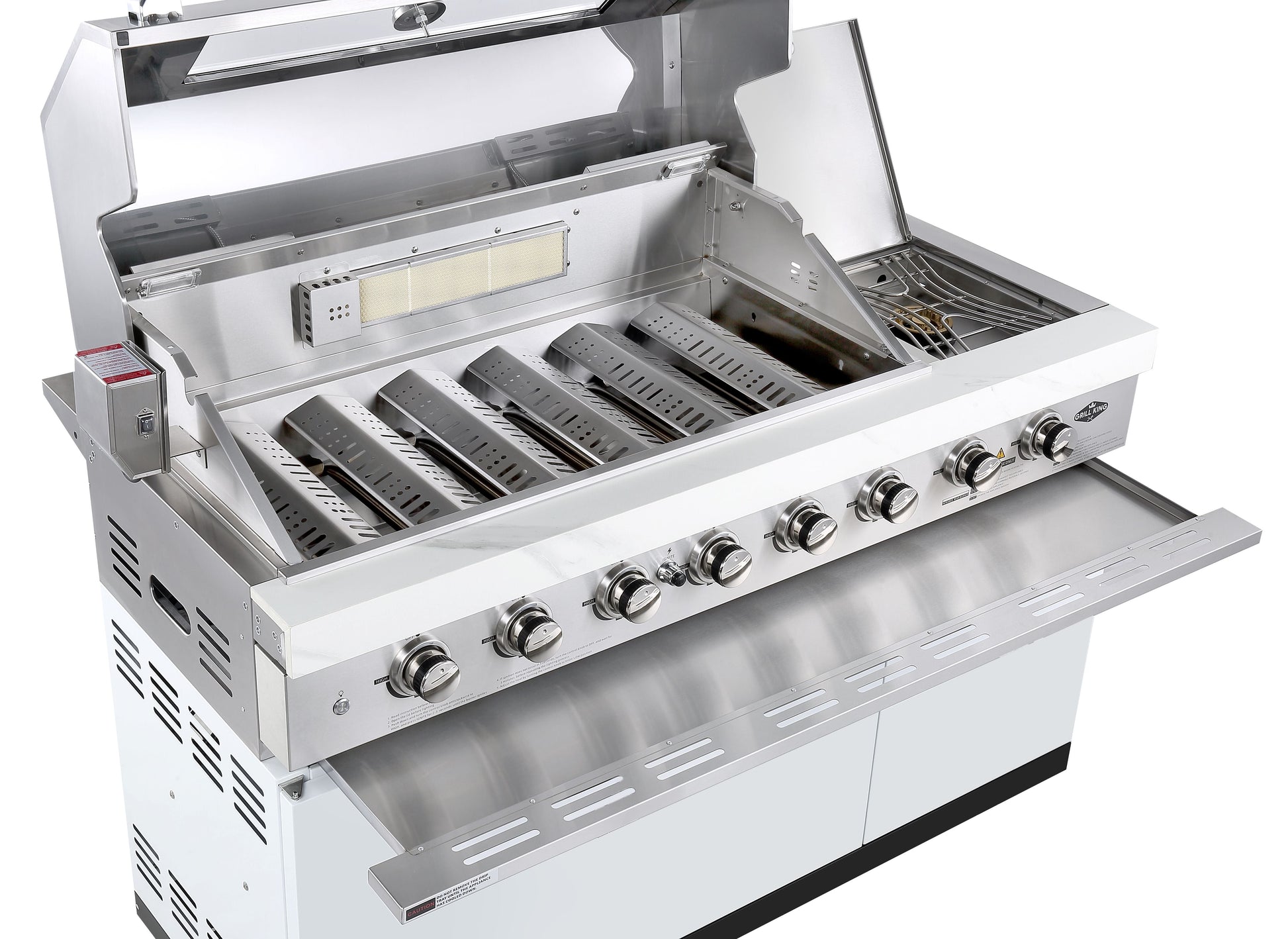 Rockpool White 6B + 23” Kamado Smoker : Designer Outdoor Kitchen BBQ Package Inc Wok Burner, Fridge, Sink, Rotisserie & BBQ Covers.