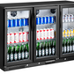 318L 3-Door Commercial Wine Bar Fridge Chiller Can Cooler Mini Freezer in Black