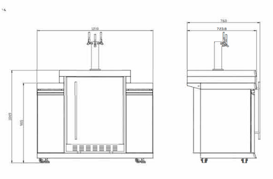 KEGERATOR/BEER DISPENSER MACHINE + STORAGE MODULE SUITABLE FOR HURRICANE  BBQ KITCHEN SERIES