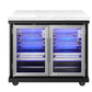 Grill King Element 4B High Grade 304 SS Outdoor BBQ Kitchen + White Stone Bench, Fridge & Sink