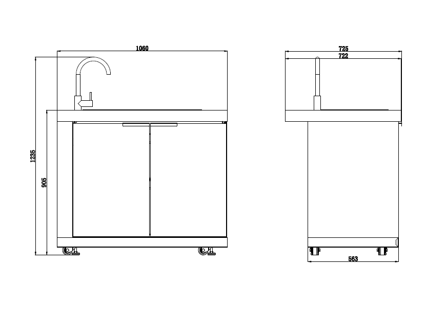 Rockpool 6B Non Wok: Designer Outdoor BBQ Kitchen Package Inc Fridge & Sink, Rotisserie, BBQ Cover, White Doors Hamptom Design