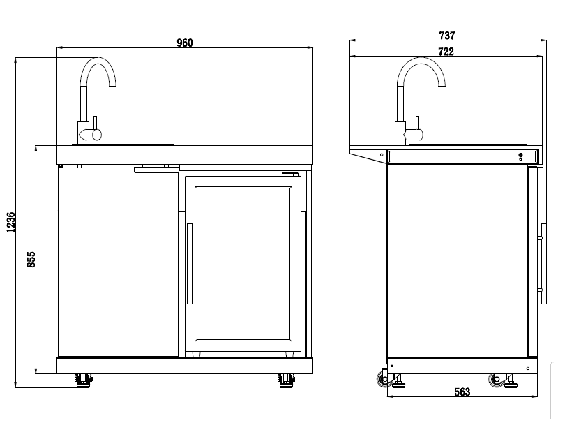 Rockpool 6B + Wok: White Designer 6 Burner Outdoor BBQ Kitchen Package: Inc White Bench, White Doors, Fridge & Sink