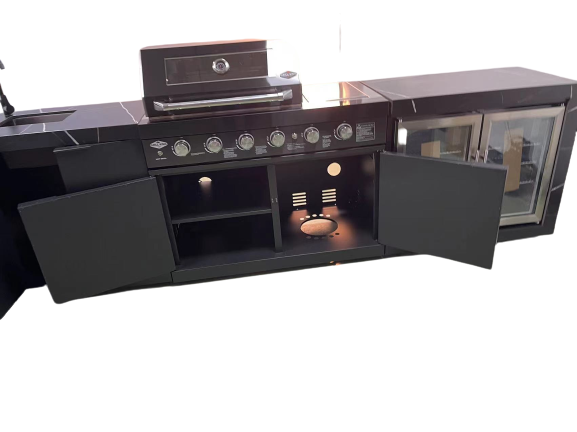 Rockpool Black XL 4B Outdoor Kitchen BBQ Package Black Stone + Black Doors