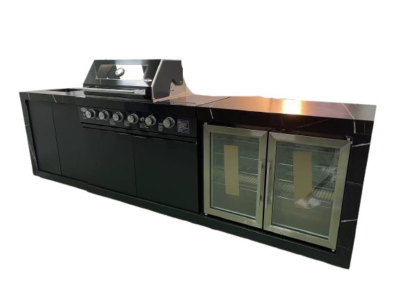 Rockpool Black XL 4B Outdoor Kitchen BBQ Package Black Stone + Black Doors