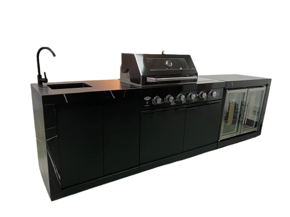 Rockpool Black XL 4B Outdoor Kitchen BBQ Package Black Stone + Black Doors