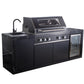 Rockpool 4B: Designer Black Outdoor BBQ Kitchen Package inc Fridge, Sink Rear Infrared, Rotisserie, BBQ Cover