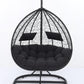 ARI Outdoor Hanging Egg Chair Black - Outdoor Patio Hanging Egg Chair with Cushion and Metal Stand. Frame: steel, powder coated. Round Wicker woven