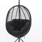 ARI Outdoor Hanging Egg Chair Black - Outdoor Patio Hanging Egg Chair with Cushion and Metal Stand. Frame: steel, powder coated. Round Wicker woven