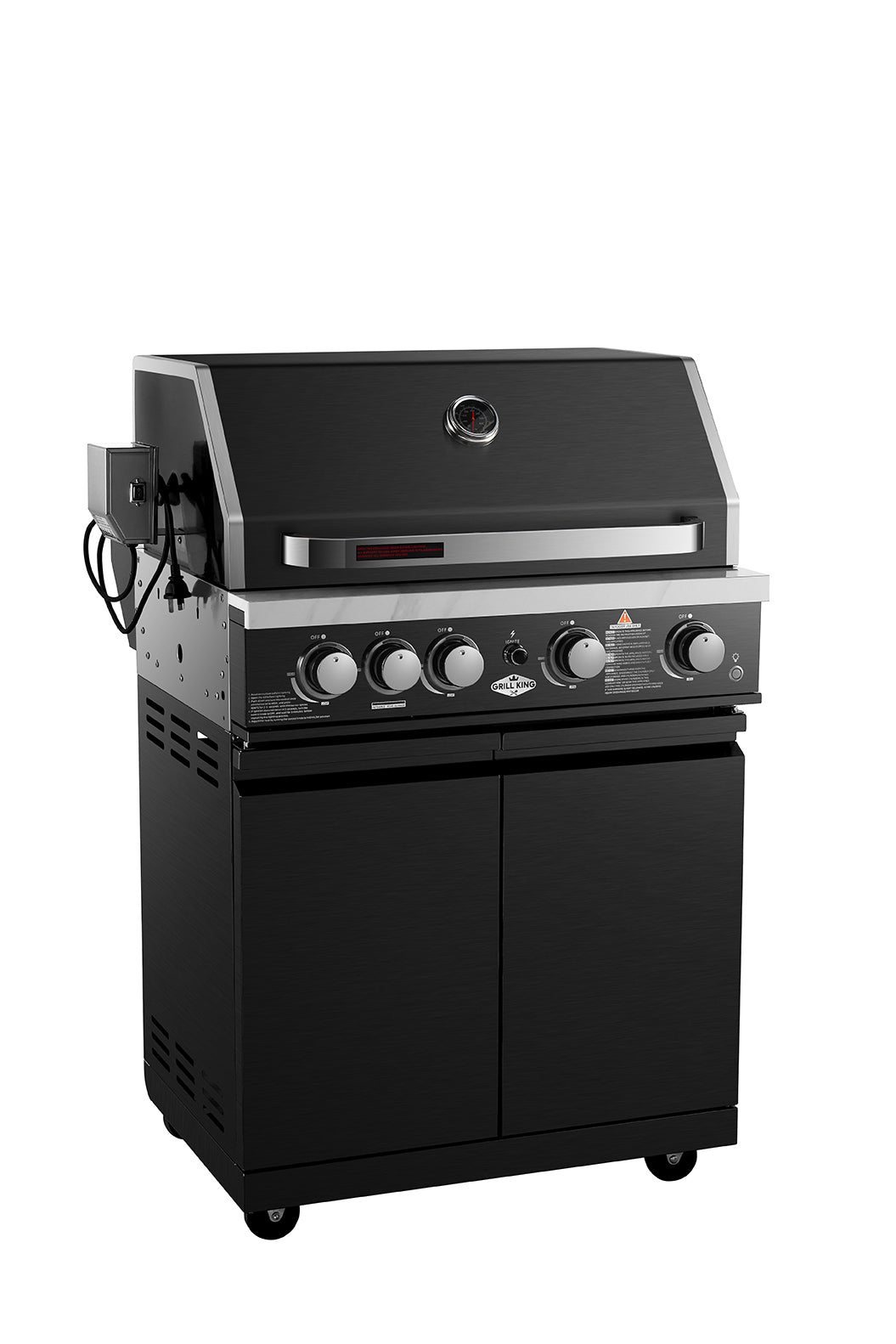 Grill King Element 4B High Grade 304 SS Outdoor BBQ Kitchen + White Stone Bench, Fridge & Sink