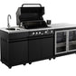 Grill King Element 4B High Grade 304 SS Outdoor BBQ Kitchen + White Stone Bench, Fridge & Sink