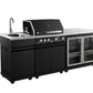 Grill King Element 4B High Grade 304 SS Outdoor BBQ Kitchen + White Stone Bench, Fridge & Sink